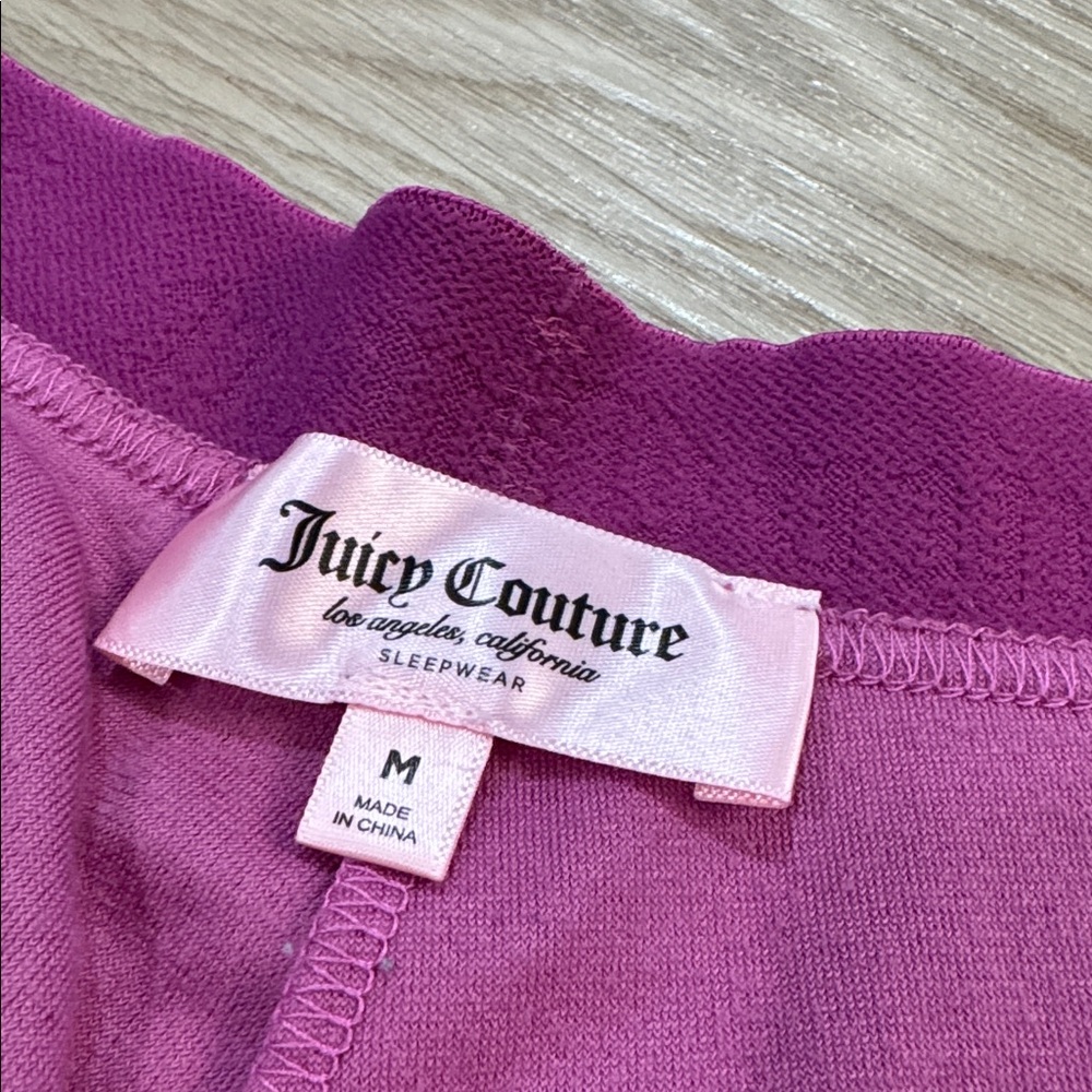 Y2K Juicy Loungewear Velour Shorts Sz M| Pink Sparkle Sleep 90s Comfy Spellout - Picture 5 of 5